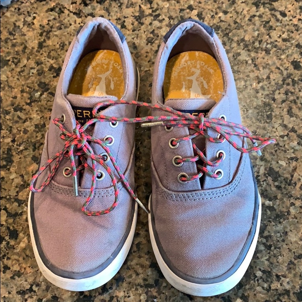 Sperry toddler boys shoes 12.5 grey/fun laces